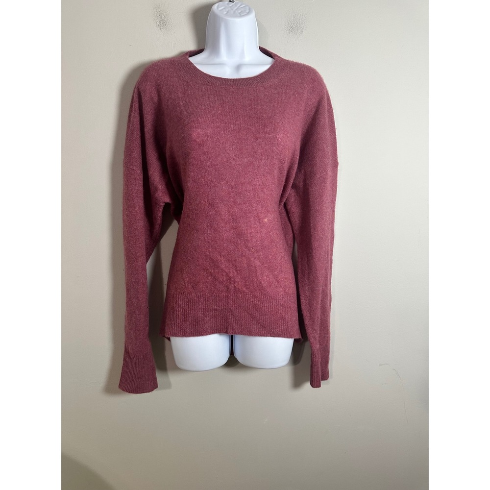 Magaschoni Cashmere Sweater Womens XL Mauve Pink Crew Neck Long Sleeve Pullover